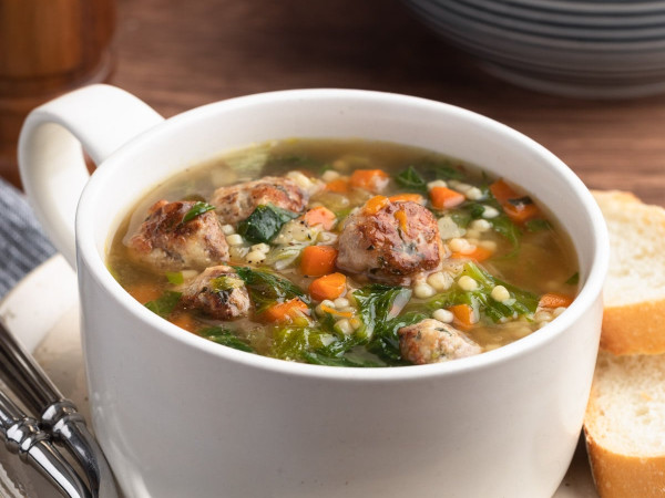 Italian Wedding Soup Featuring Venison Meatballs