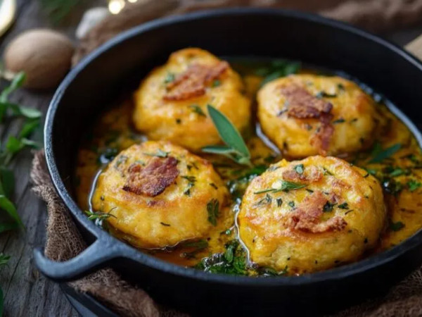 Sweet Potato Dumplings in Bacon Butter Sauce