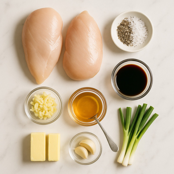 Honey and garlic chicken dish ingredients