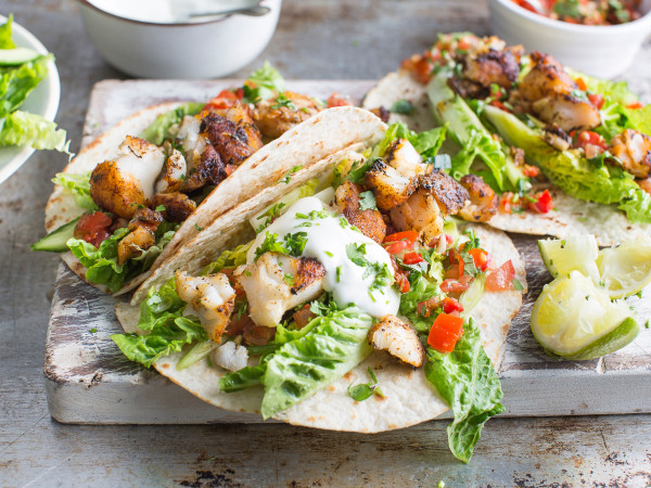 Salad with Fish Tacos