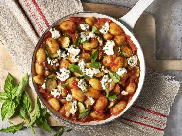 Gnocchi and Zucchini in Garlic-Parmesan Sauce