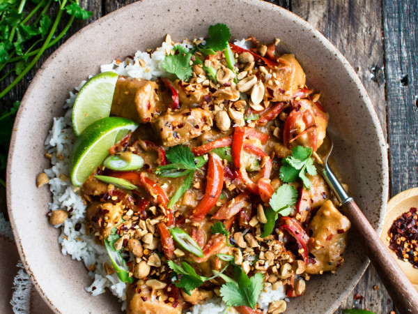Peanut Chicken Curry with Basil