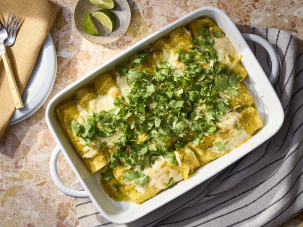 Creamy Green Sauce Chicken Enchiladas