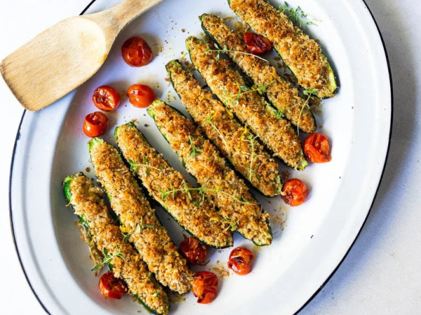 Parmesan-Breadcrumb Zucchini with a Zesty Twist