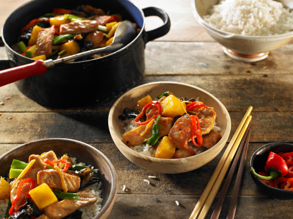 Pork Stir-Fry with Orange and Pineapple