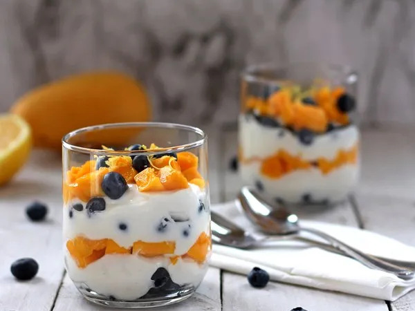 Breakfast Parfaits with Orange, Blueberries, and Yogurt