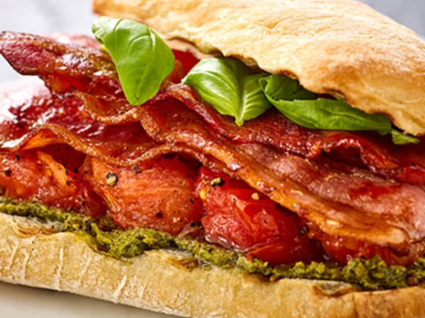 Bacon, Basil Pesto, and Tomato Hoagie