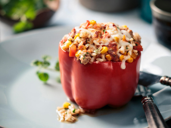 Stuffed Peppers with Bison and Brown Rice