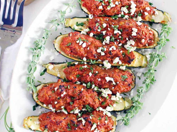 Zucchini Boats with Mediterranean Flavors