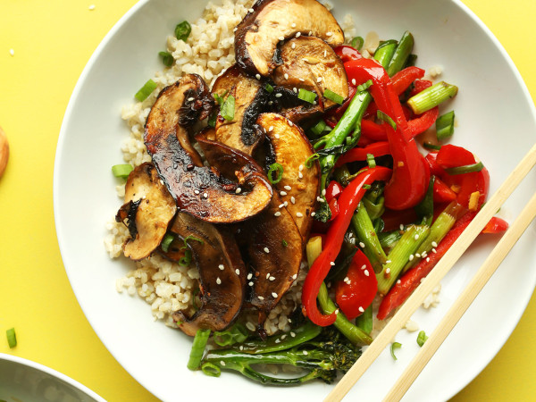 Grilled Portobello Mushrooms with Sautéed Veggies