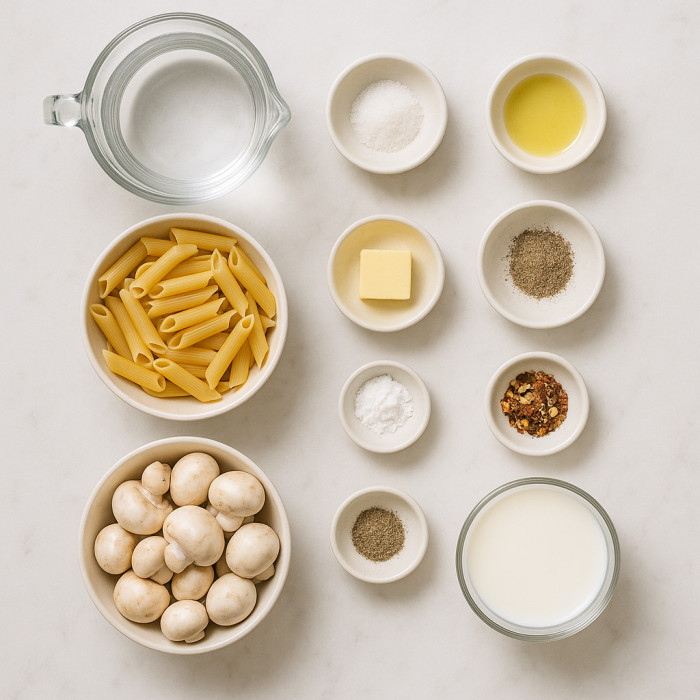 Rich Mushroom Pasta Dish ingredients