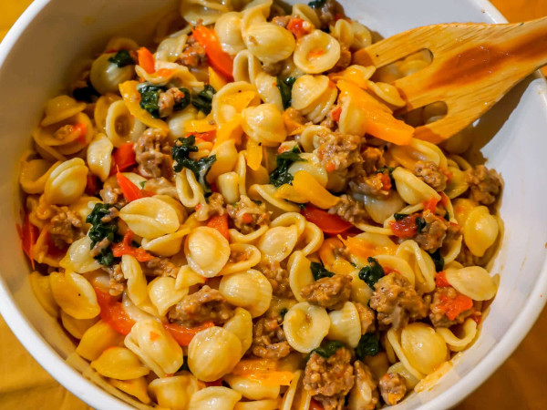 Orecchiette Pasta with Fennel, Sausage, and Sweet Peppers