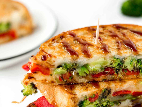 Broccoli and Cheese Sandwich on the Grill