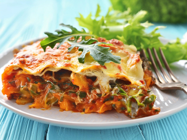 Lasagna with Roasted Vegetables and Kale