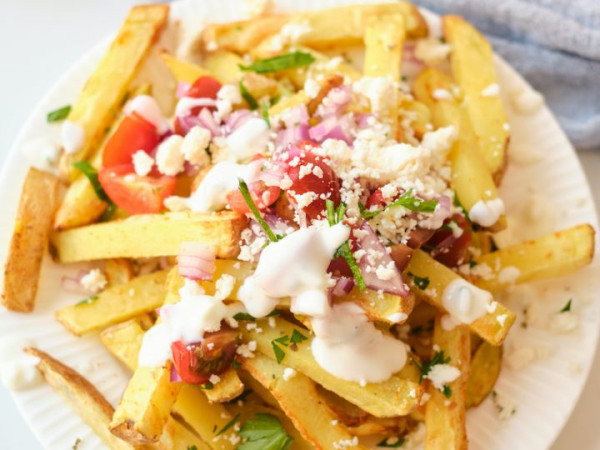Loaded Greek Fries Made in an Air Fryer