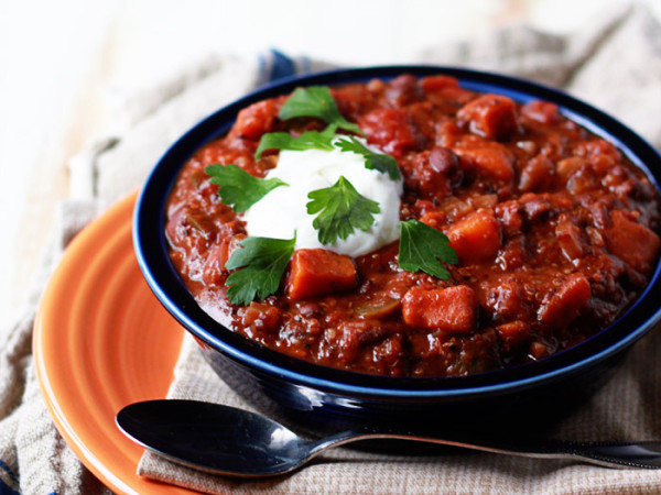 Vegan Sweet Potato Chili Made in a Slow Cooker