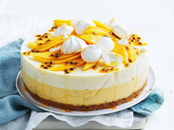No-Bake Cheesecake with Passion Fruit and Mango