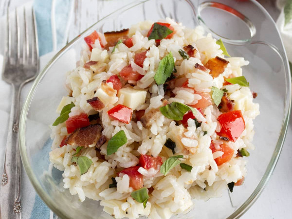 Tomato-Basil Rice with Pancetta from the Harvest