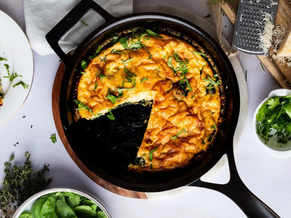 Ramen Frittata with Cheesy Spinach
