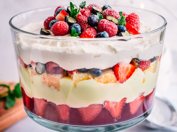 Three Berry Trifle for Canada Day