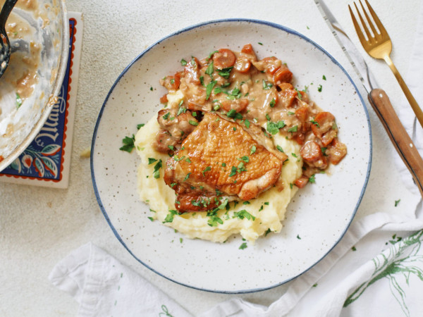 Silky White Wine Coq au Vin