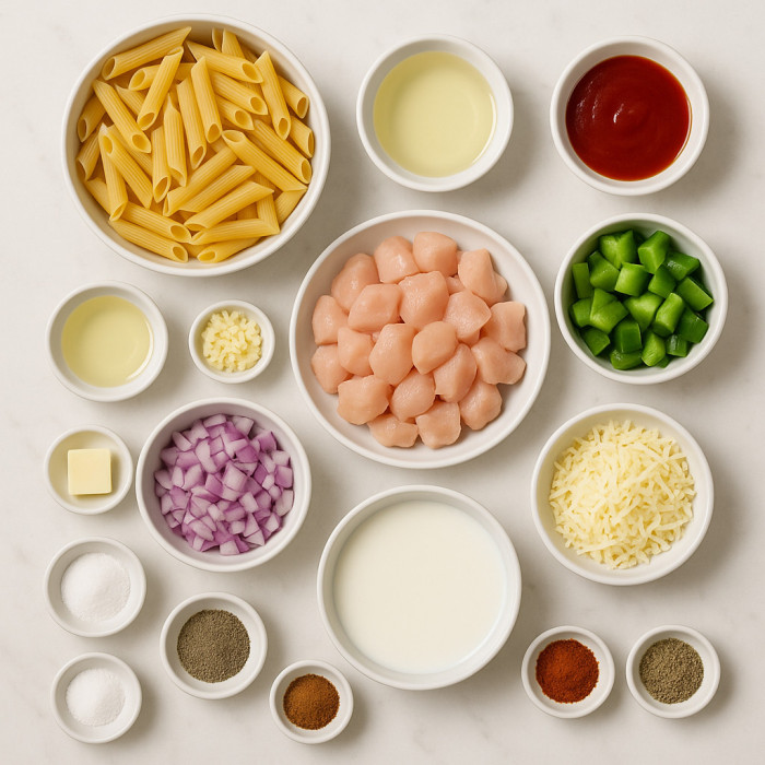 Creamy Pasta with Baked Chicken ingredients