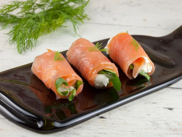 Rolls of Smoked Salmon