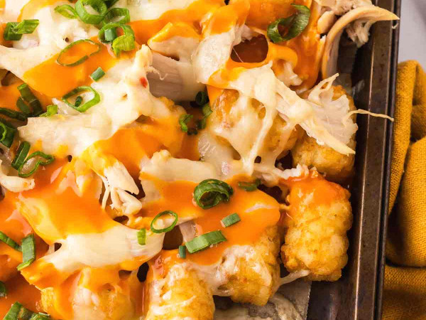 Air Fryer Totchos with Buffalo Chicken