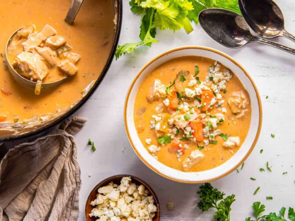Buffalo Blue Cheese Chicken Soup