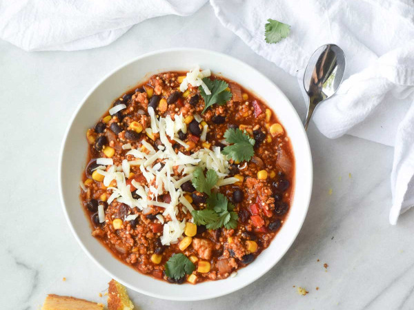 Chili with Quinoa, Beans, and Ground Turkey