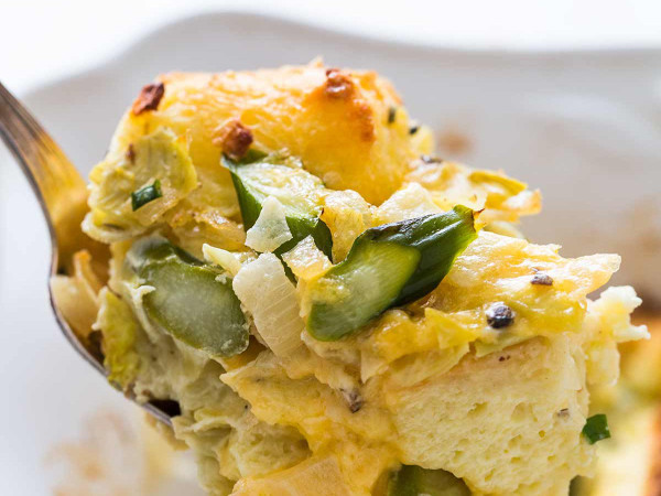 Casserole with Asparagus, Spinach, and Artichokes
