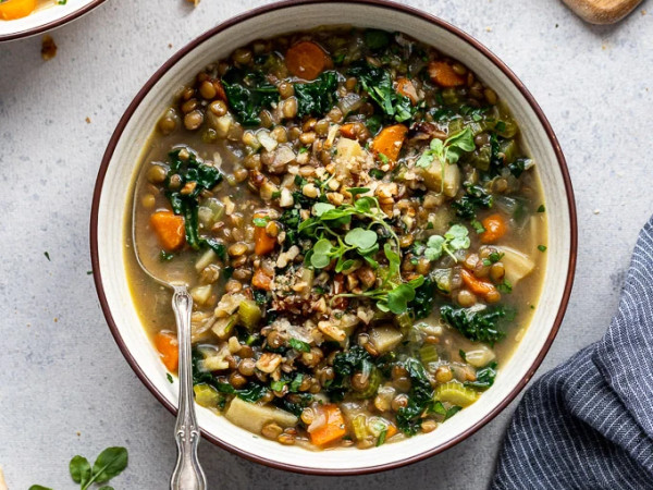 Hearty Black Lentil and Vegetable Soup