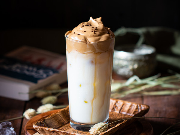 Iced Coffee with Banana Dalgona Topping