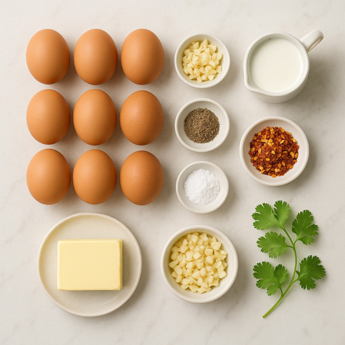 Garlic-infused eggs ingredients
