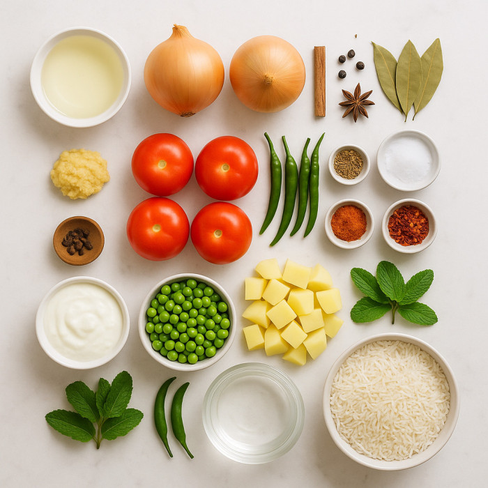 Potato and Pea Rice Dish ingredients