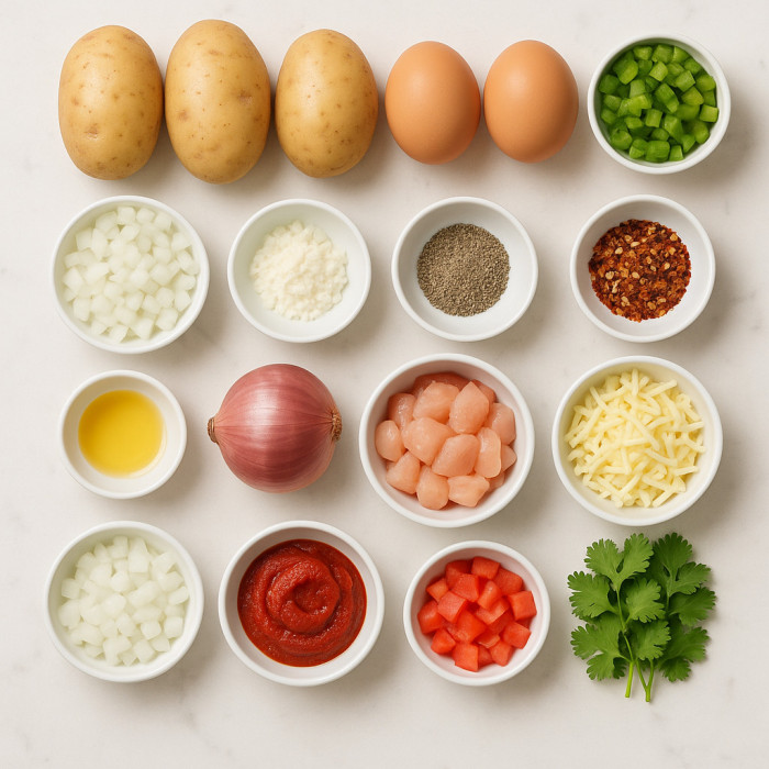 Crispy Chicken Filled with Potato and Egg ingredients