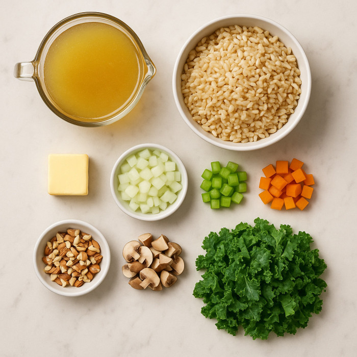Salad with Brown Rice and Kale ingredients